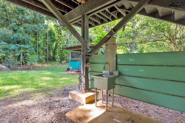 view of yard with sink