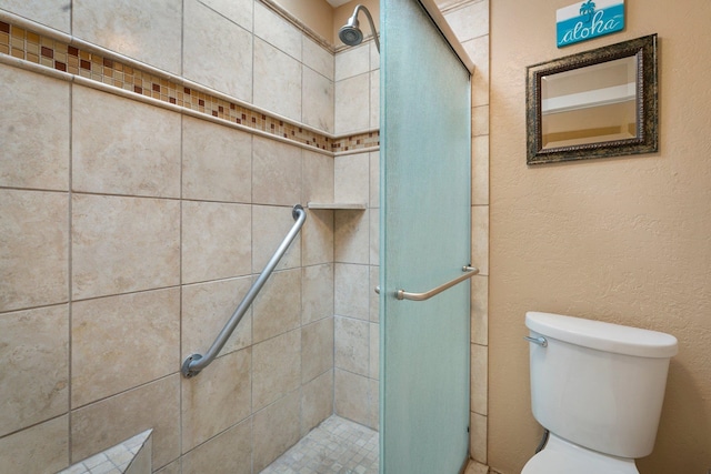 bathroom featuring toilet and walk in shower