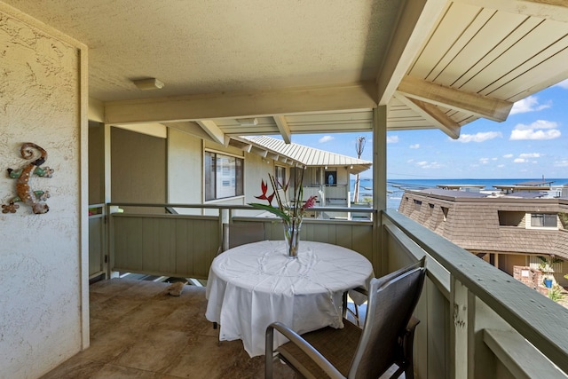 balcony with a water view