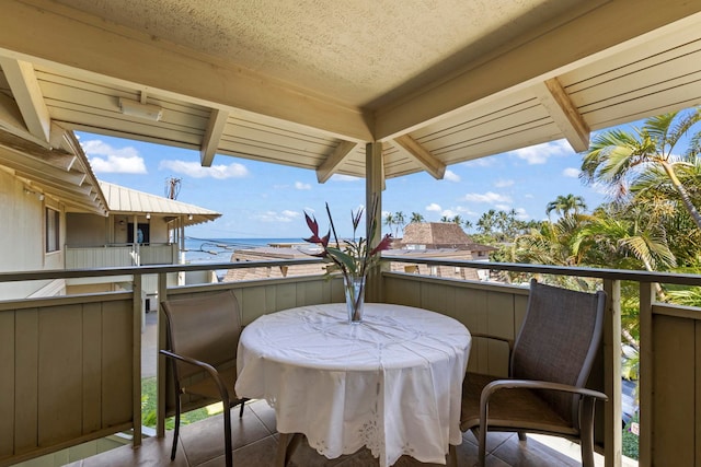 balcony with a water view