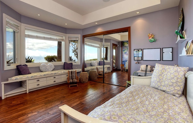 living room featuring dark hardwood / wood-style flooring