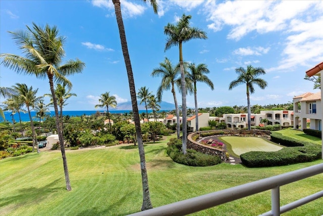 view of property's community featuring a lawn