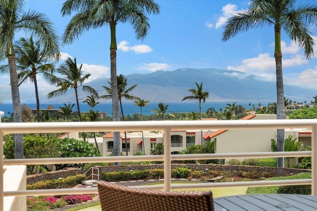 balcony with a mountain view