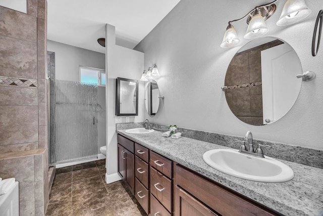 207 Kahana Ridge Dr Unit 132, Lahaina, HI 96761 - bathroom featuring double vanity, toilet, and a stall shower