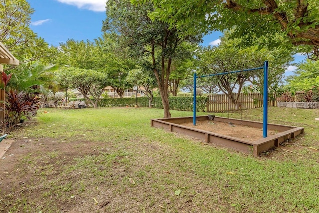 view of yard featuring fence