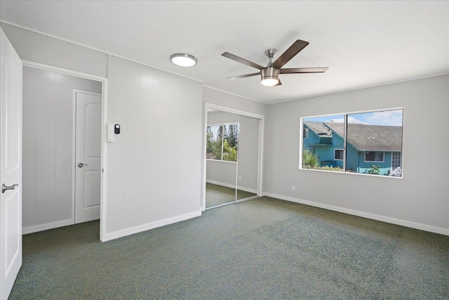 185 Hololani St, Pukalani, HI 96768 - unfurnished bedroom with a closet, carpet floors, baseboards, and ceiling fan