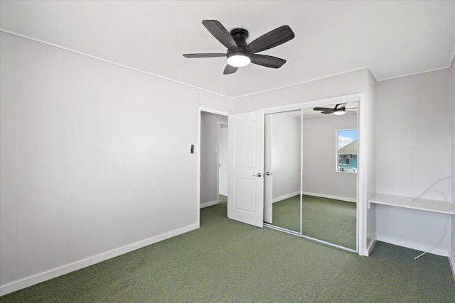 185 Hololani St, Pukalani, HI 96768 - unfurnished bedroom with carpet flooring, ceiling fan, a closet, and baseboards