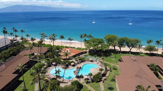 45 Kai Ala Dr Unit A615, Lahaina, HI 96761 - aerial view of property and surrounding area featuring a pool area and a nearby body of water