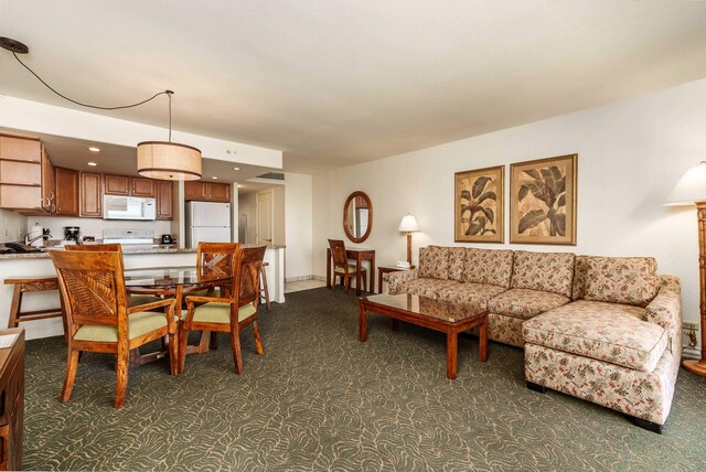 dining area with carpet floors