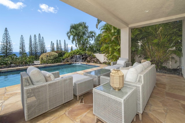 pool with a patio area