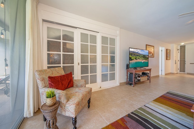 living room featuring tile patterned floors