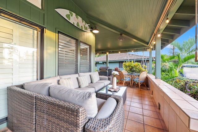 view of patio / terrace with an outdoor living space and outdoor dining space