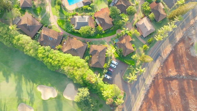 birds eye view of property featuring a residential view and a water view