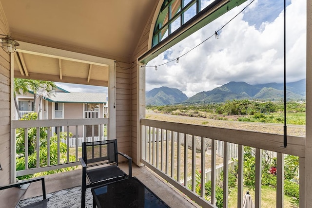 balcony with a mountain view