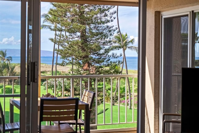 balcony with a water view