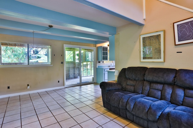 view of tiled living room