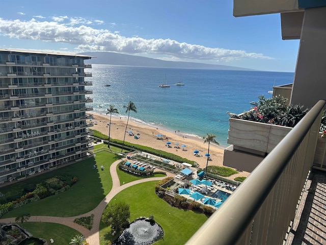 property view of water featuring a view of the beach