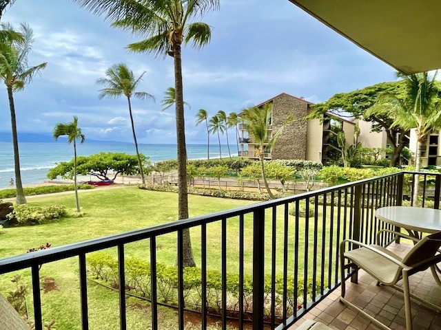 balcony with a water view