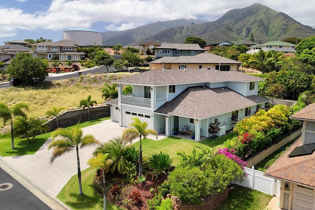 bird's eye view with a residential view and a mountain view