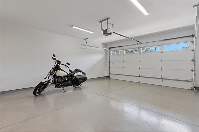 garage with a garage door opener