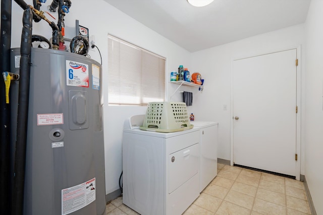 laundry area featuring washer and dryer and water heater