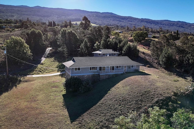 drone / aerial view with a mountain view