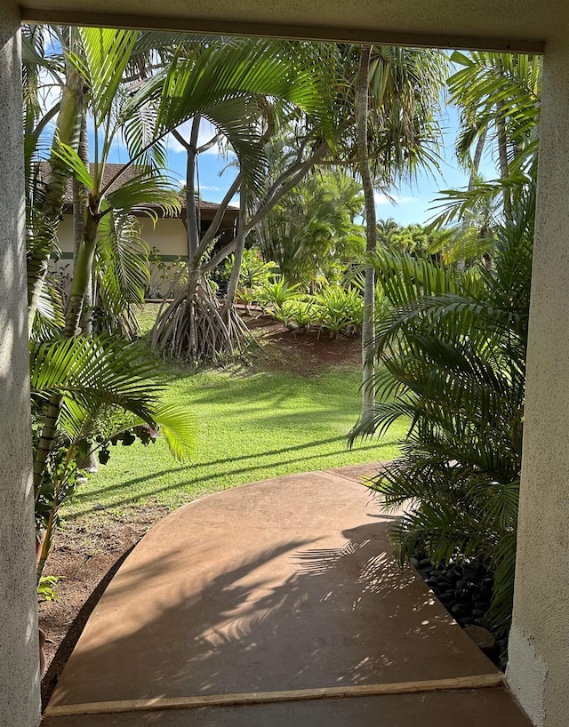 view of home's community featuring a lawn