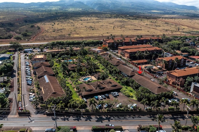 aerial view with a mountain view