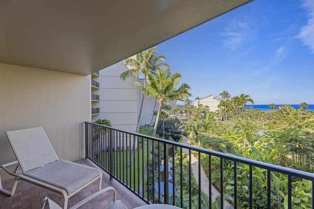 balcony with a water view