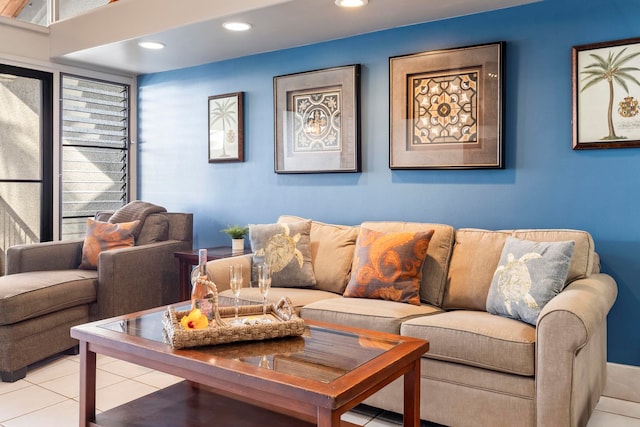 view of tiled living room