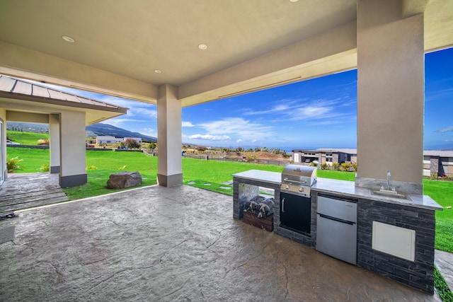 view of patio / terrace with sink and an outdoor kitchen