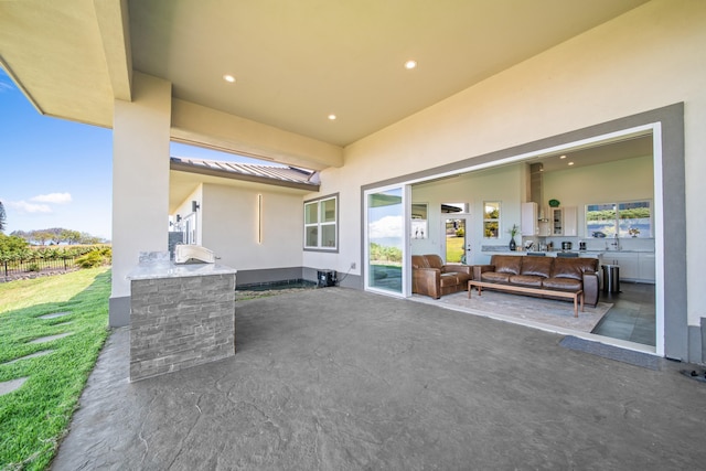 view of patio with sink