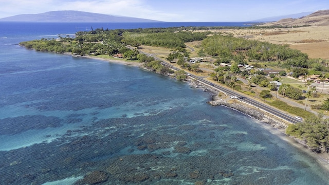 aerial view with a water and mountain view