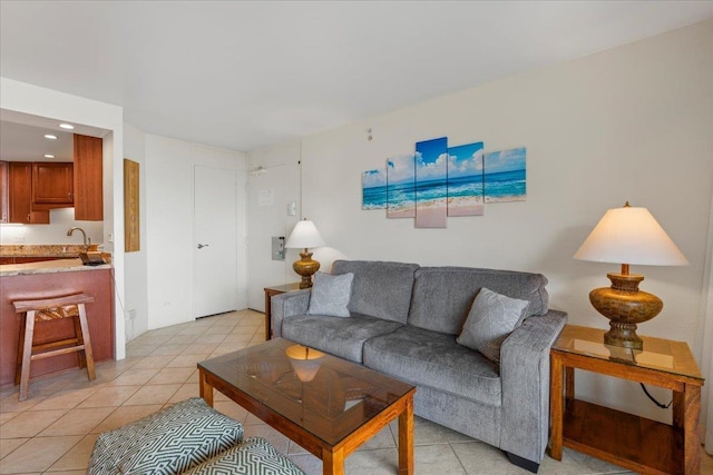 3445 Lower Honoapiilani Rd Unit 204, Lahaina, HI 96761 - living room featuring light tile patterned floors and recessed lighting