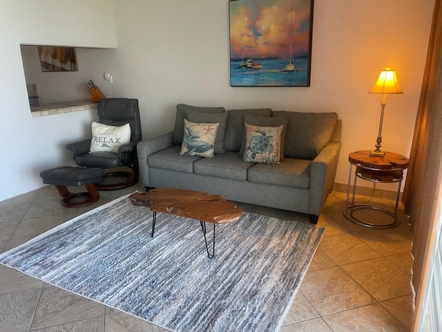 view of tiled living room