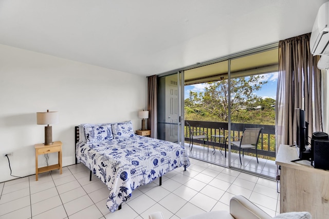 120 Hui Rd F E16, Lahaina, HI 96761 - bedroom with access to exterior, light tile patterned floors, and a wall mounted AC