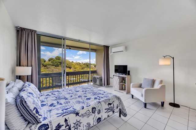 120 Hui Rd F E16, Lahaina, HI 96761 - bedroom with access to exterior, a wall unit AC, and light tile patterned floors