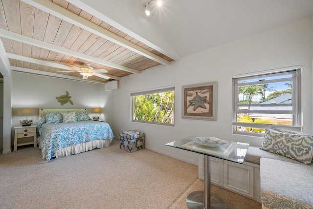 2274 S Kihei Rd, Kihei, HI 96753 - bedroom featuring carpet floors and a wooden ceiling with exposed beams