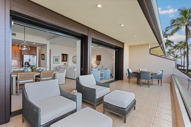 view of patio / terrace featuring a balcony and an outdoor hangout area