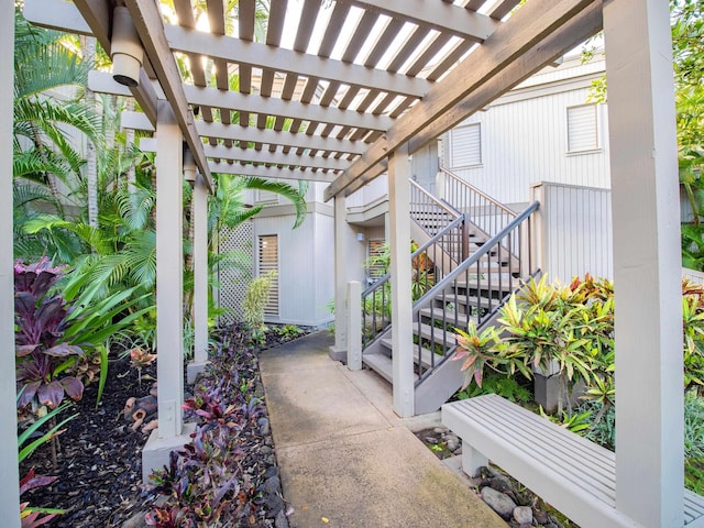 view of patio featuring a pergola