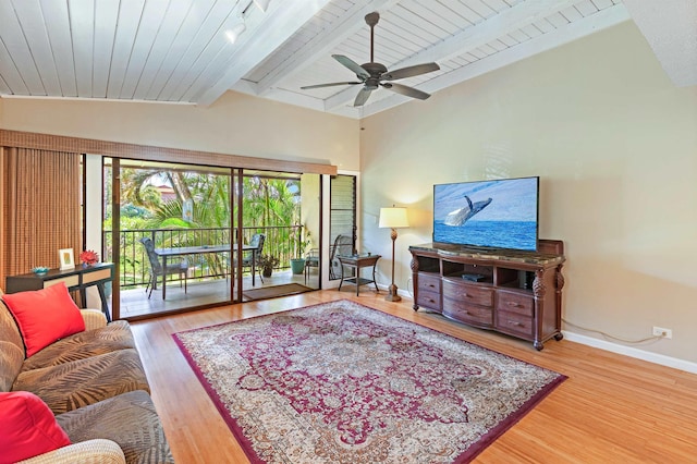 3788 Lower Honoapiilani Rd Unit D101, Lahaina, HI 96761 - living room featuring wooden ceiling, wood finished floors, and ceiling fan