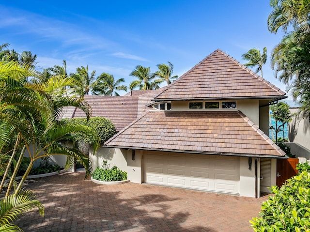 view of front of home with a garage