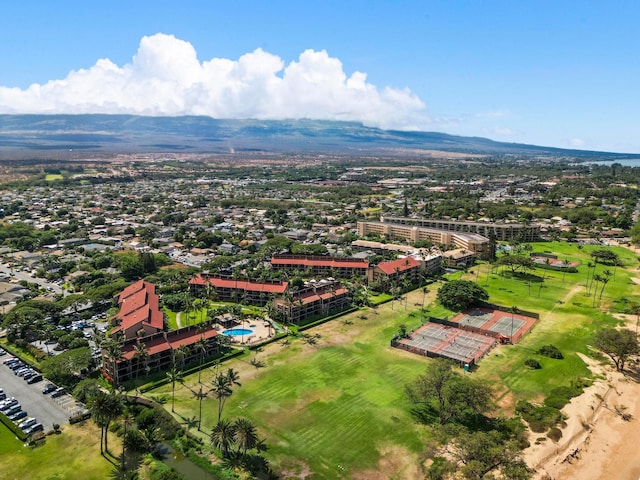 bird's eye view featuring a mountain view