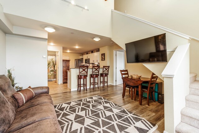 living room featuring light hardwood / wood-style floors