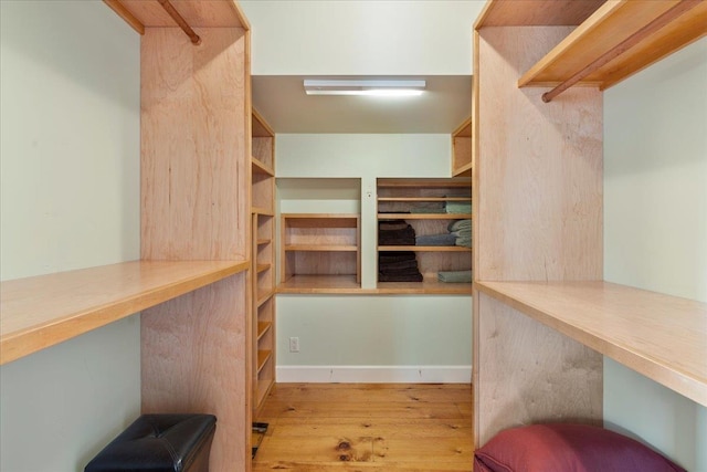 walk in closet featuring light hardwood / wood-style floors