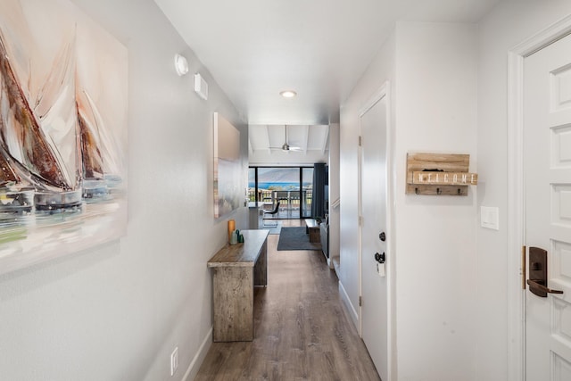 corridor featuring hardwood / wood-style floors