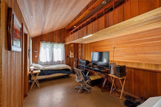 2450 Piiholo Rd, Makawao, HI 96768 - bedroom featuring wooden walls and vaulted ceiling