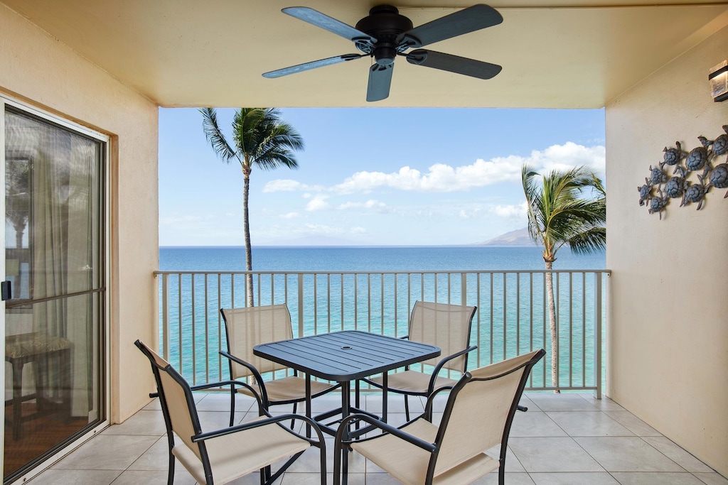 balcony with a water view