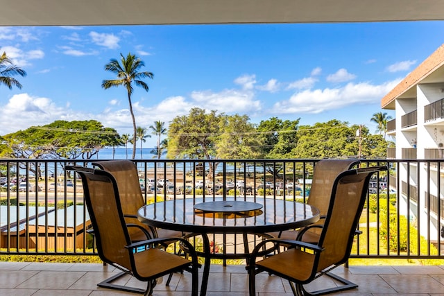 balcony with a water view