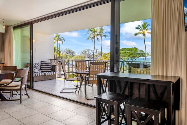 balcony with a water view